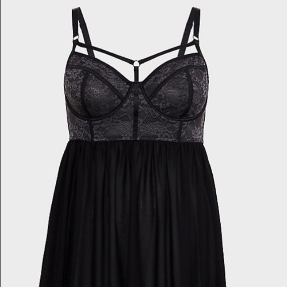 Black and Grey Harness Babydoll